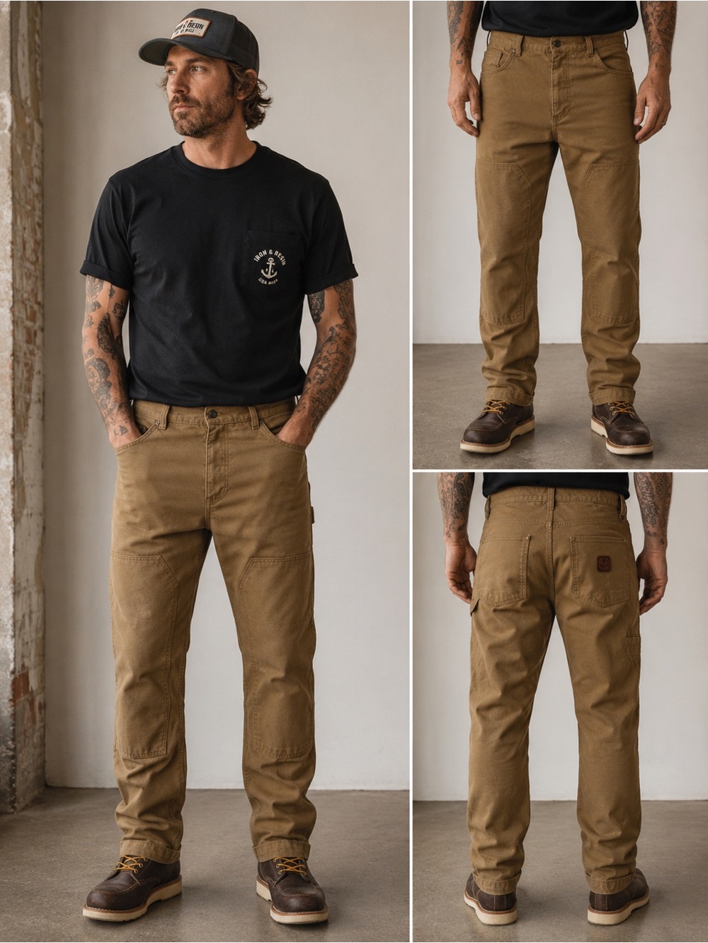 Iron & Resin Double Knee Journeyman Pants Mens 36  Canvas Carpenter workwear